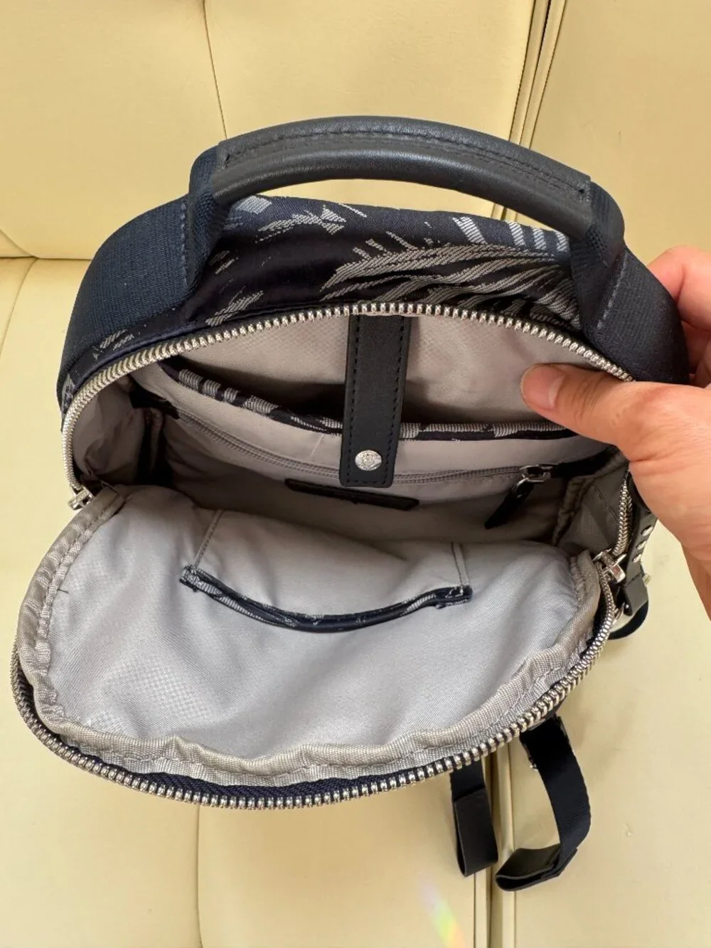 Tumi small Whitney backpack abstract navy blue gray travel mini limited edition